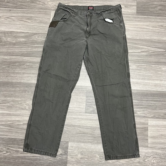 Wrangler Riggs Work Pants Men 37x31 Army Green Chore Ripstop Tactical Technical - Picture 1 of 8